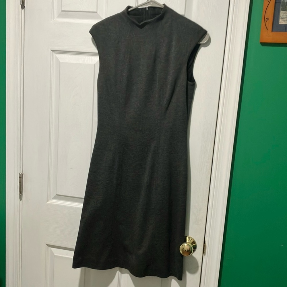 Chaps charcoal gray Sleeveless Dress high neck column size 4 knit mob wife chic